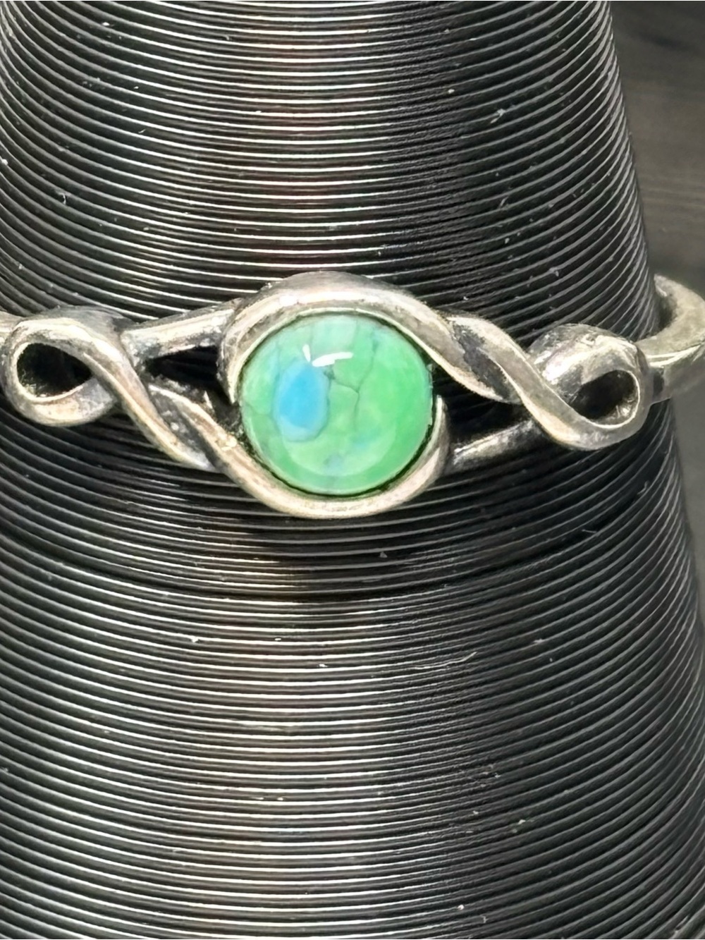 Dainty Turquoise Ring S925 Sterling Silver Infinity Twist Band Boho Celtic 6.25
